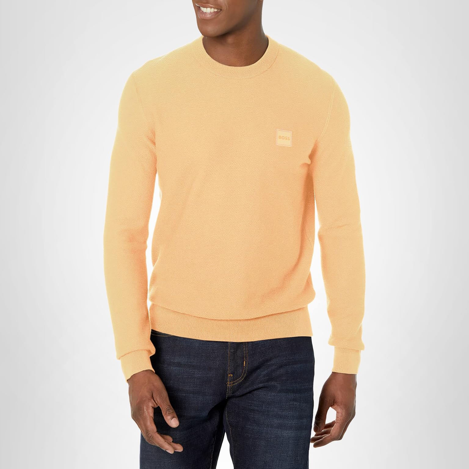 BOSS Mens Cotton Blend Logo Patch Sweater - Image 3