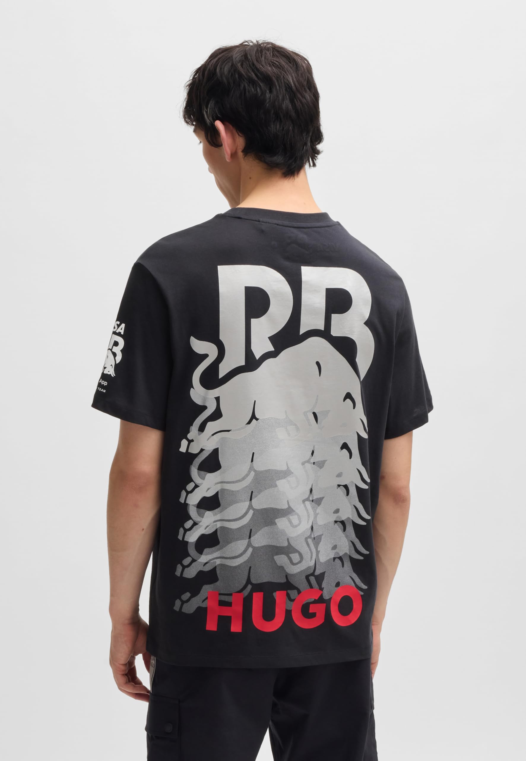 Hugo Men's F1 2024 Racing Bull Team All Over Logo Tshirt - Image 4