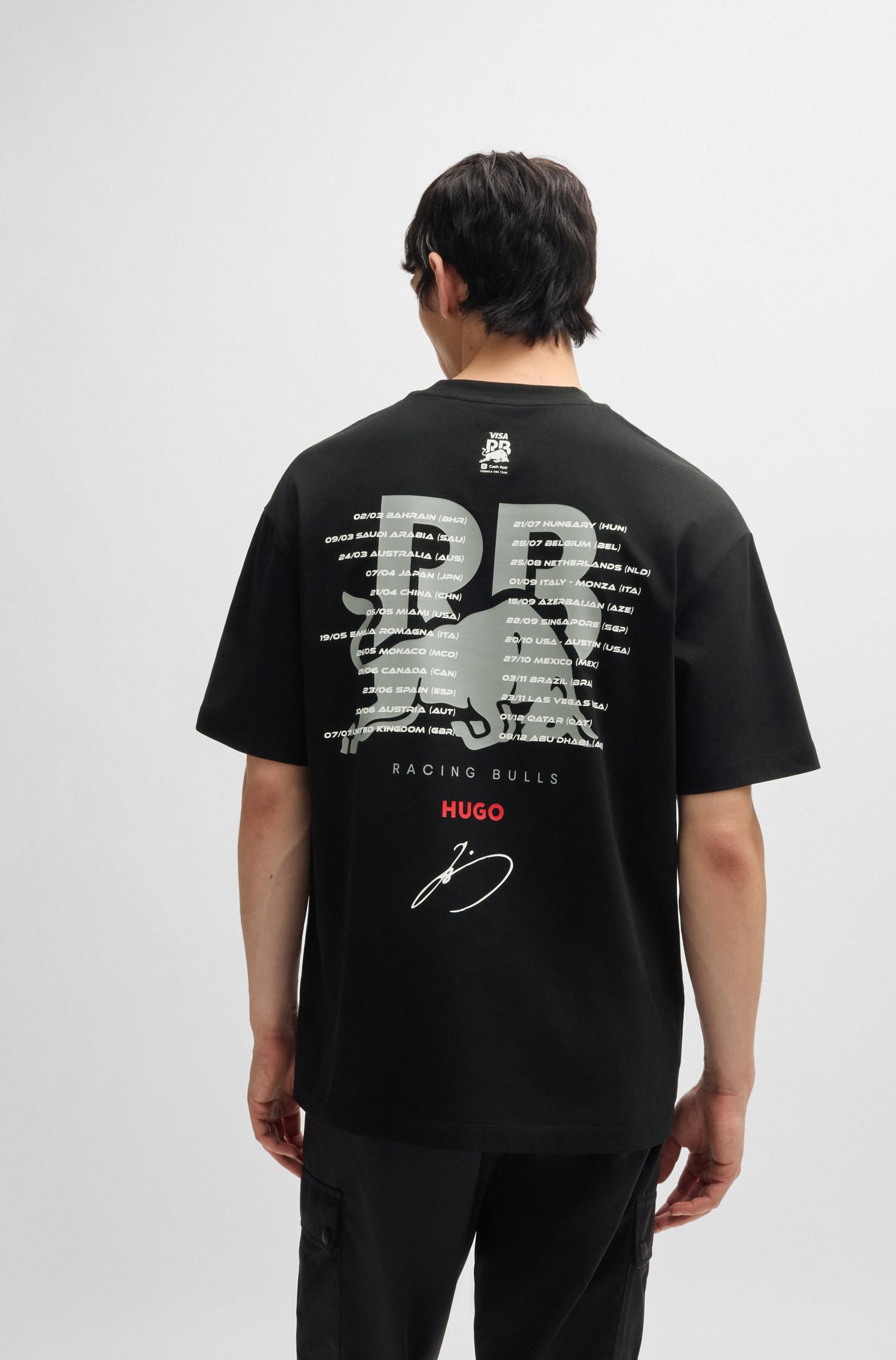 HUGO Men's Tsunoda Graphic F1 2024 Racing Bull Fan Tshirt - Image 4