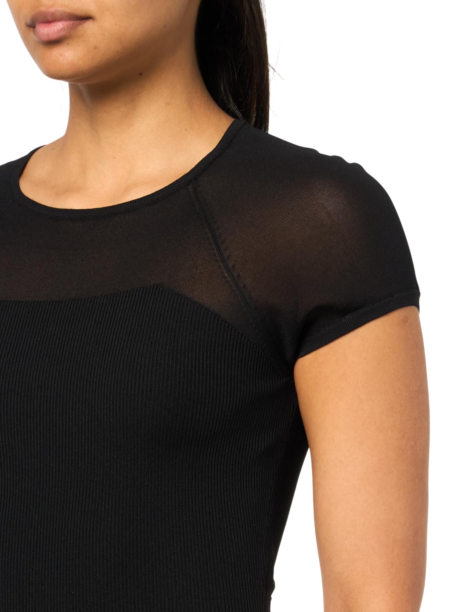 HUGO Women's Crew Neck Sheer Detail Ribbed Dress - Image 3