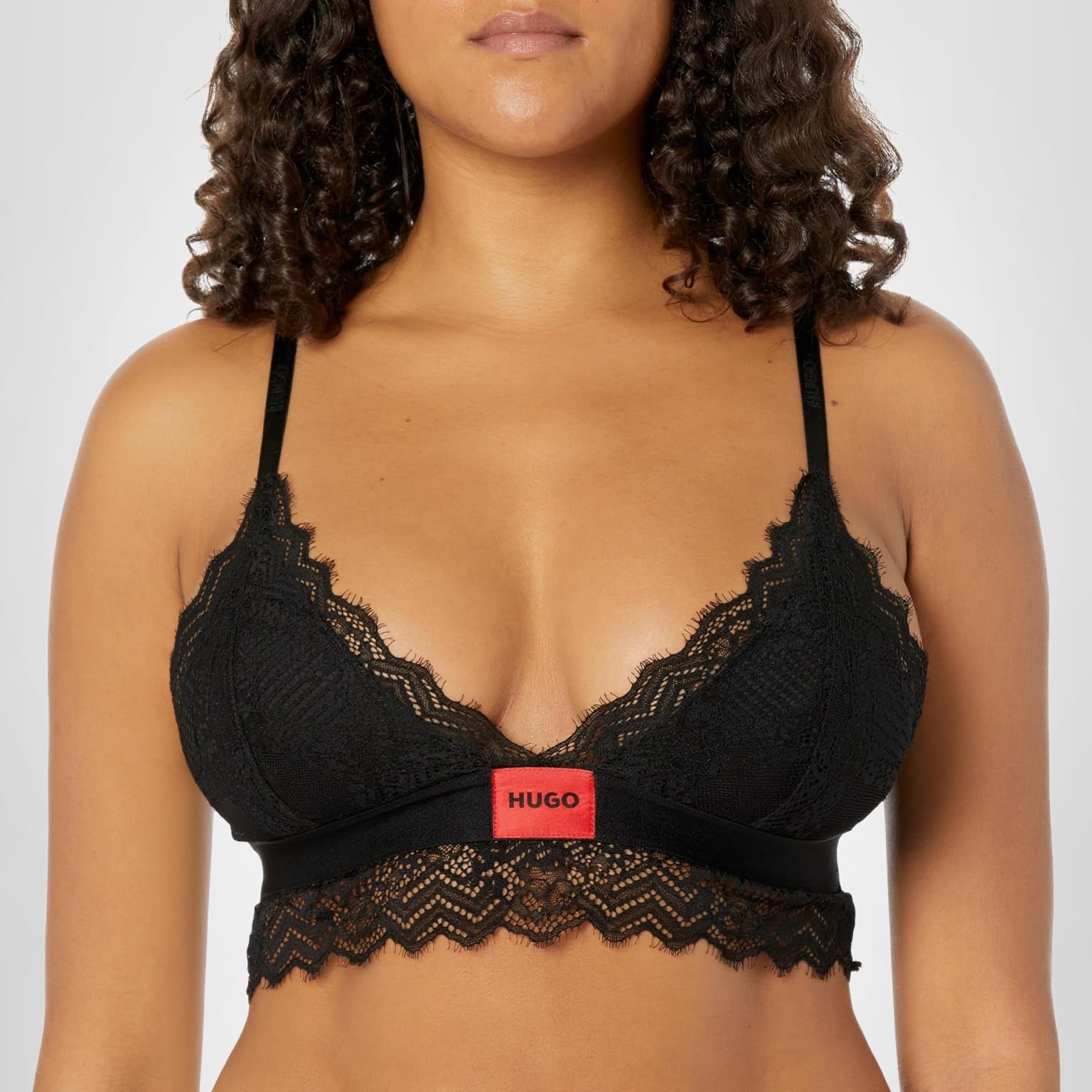 HUGO Women's Lace Padded Triangle Bra in Geometric Pattern - Image 3