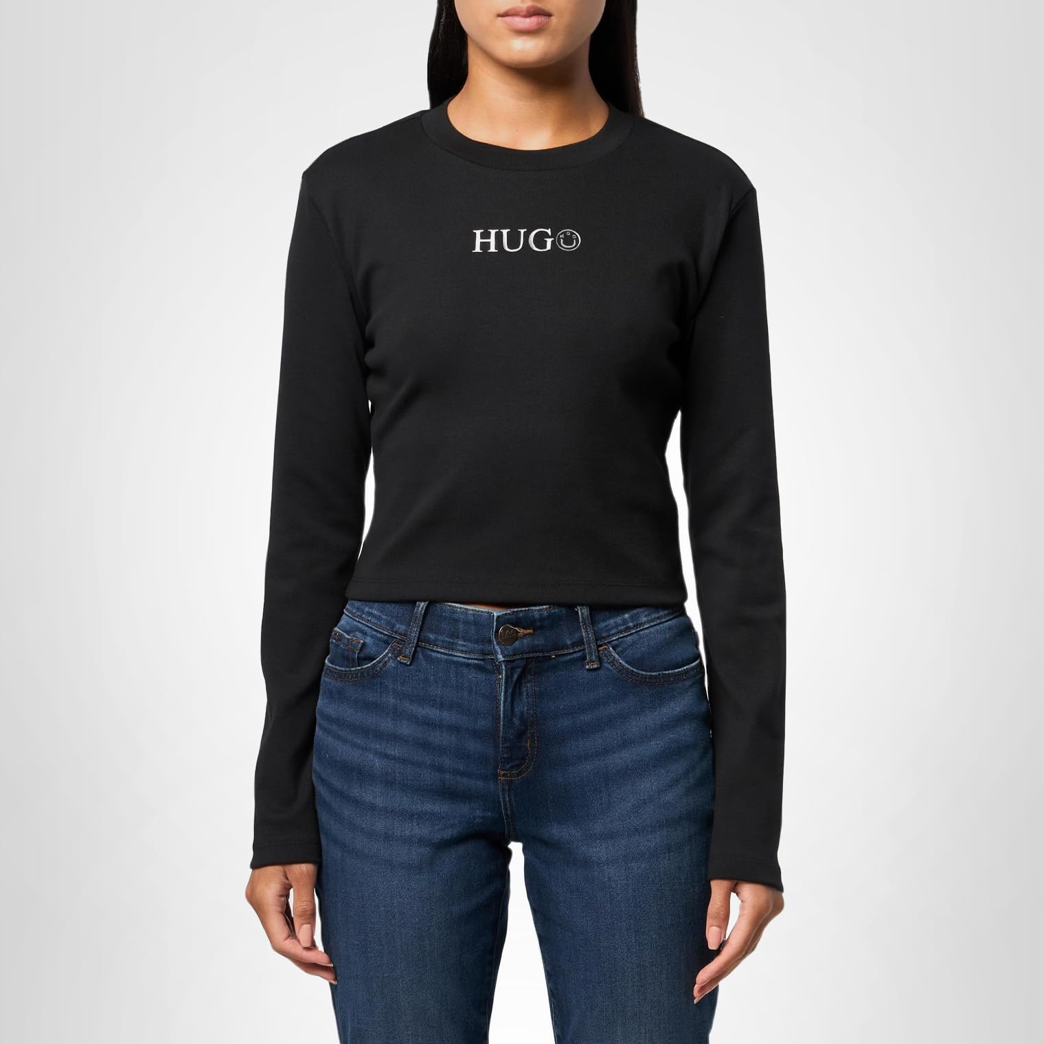HUGO Women's Tonal Logo Long Sleeve Jersey Shirt - Image 4