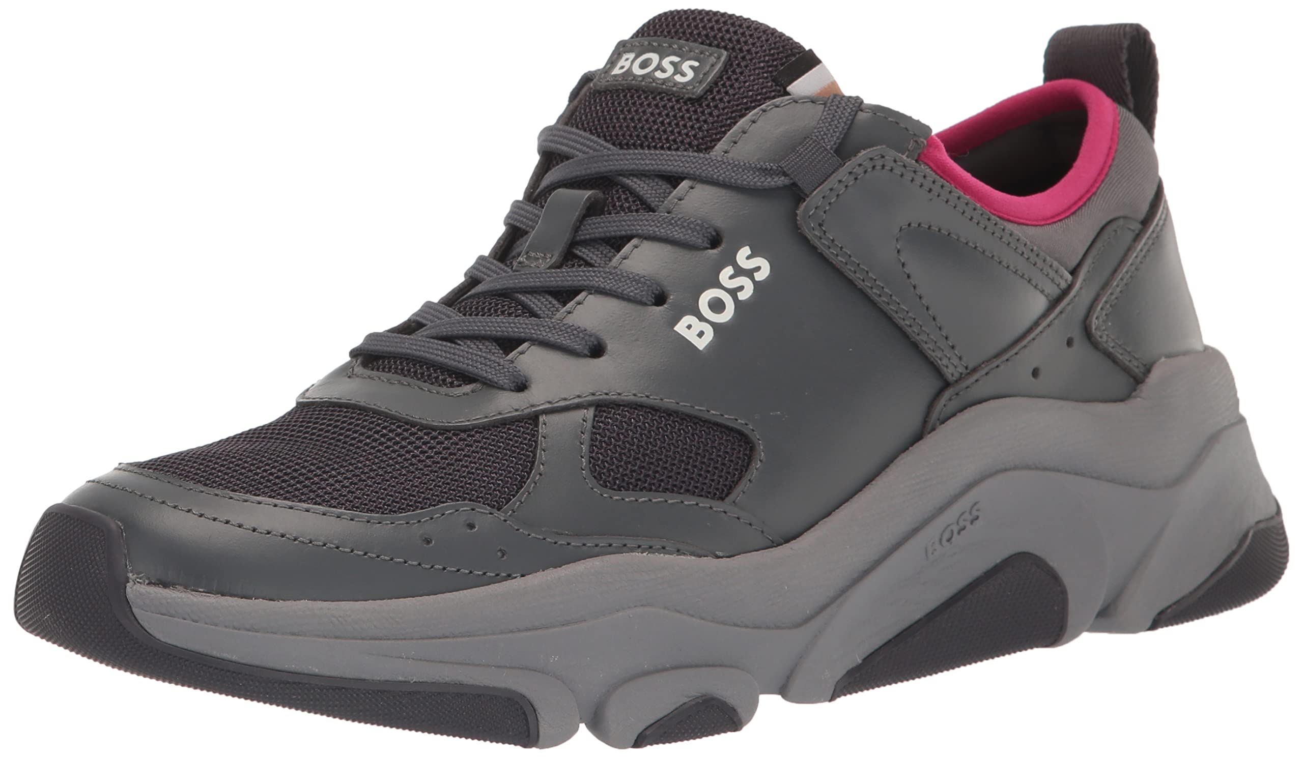 BOSS Men's Running Style Soft Leather Sneakers