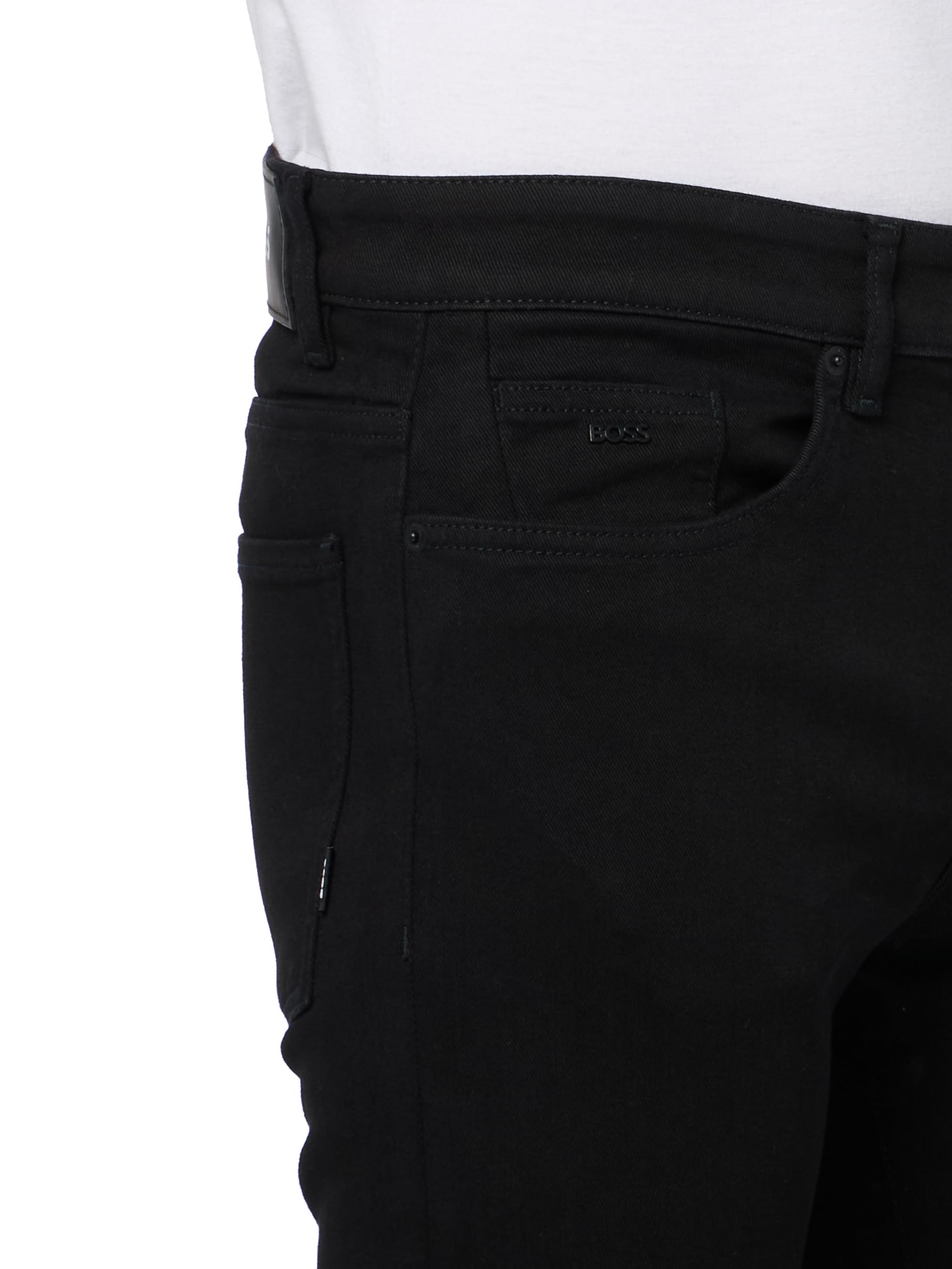 BOSS Men's Slim Fit Black Stretch Cotton Jeans - Image 3