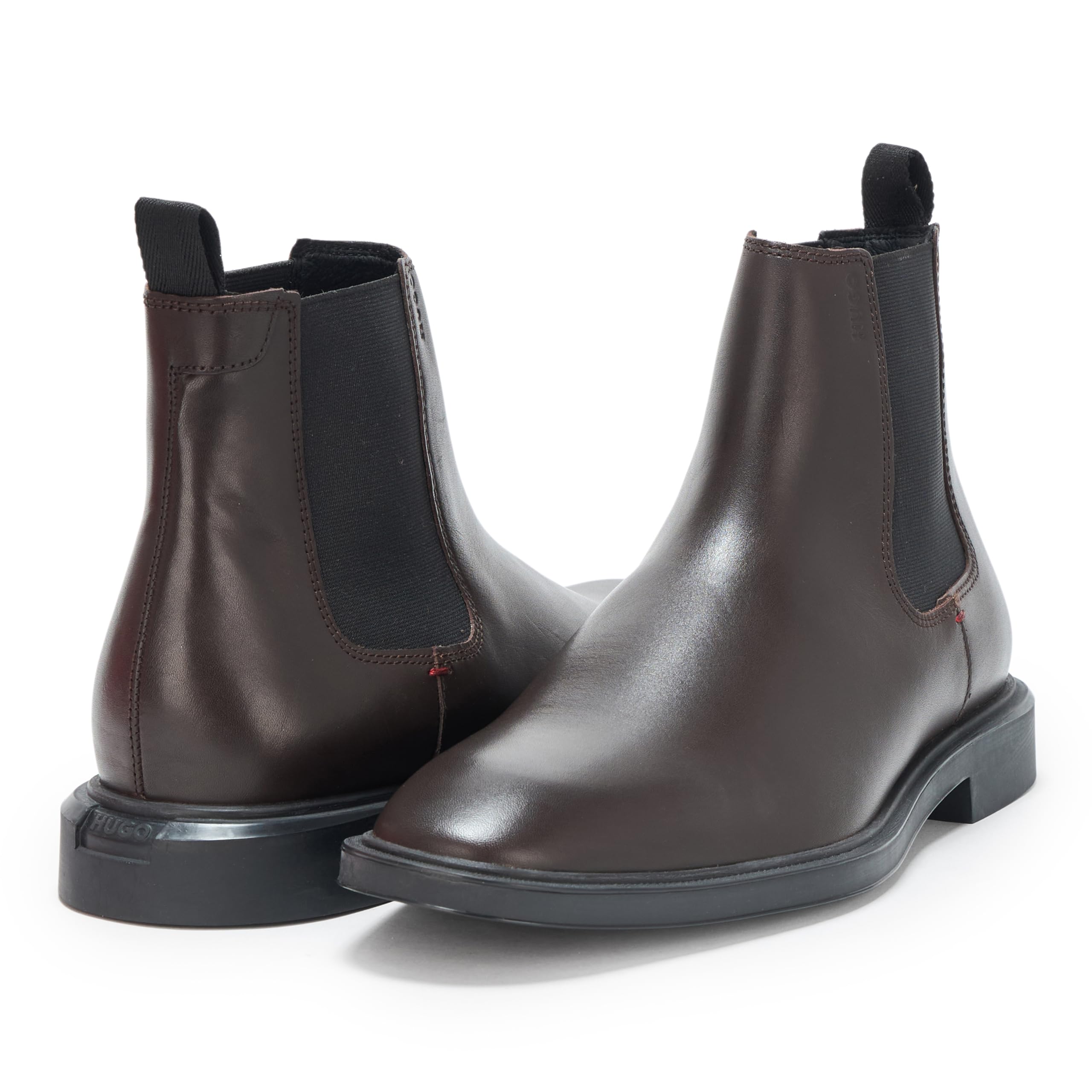 HUGO Brushed Leather Chelsea Boot, dark hazelnut, 8 - Image 3