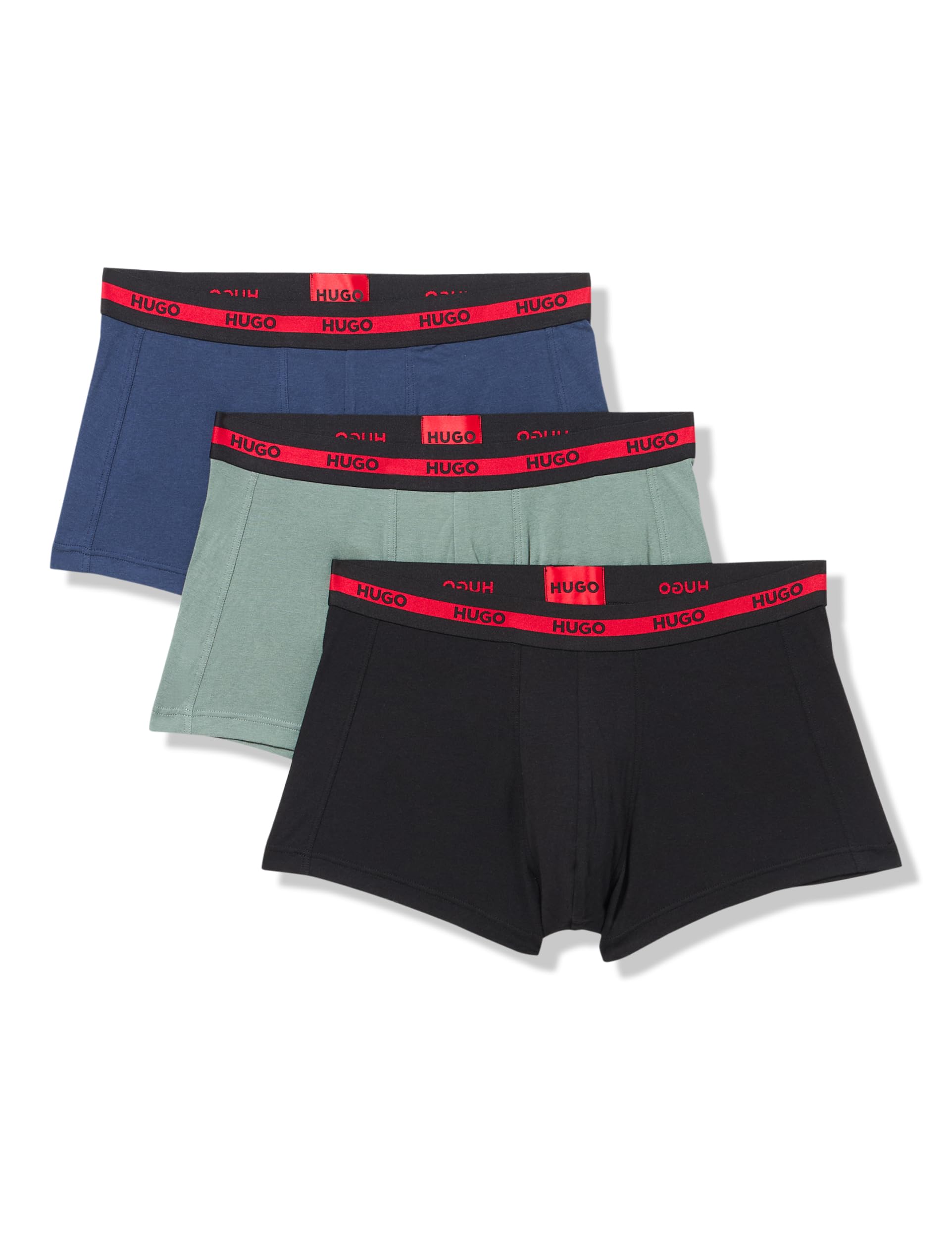 HUGO Men's 3 Pack Bold Logo Cotton Stretch Trunks