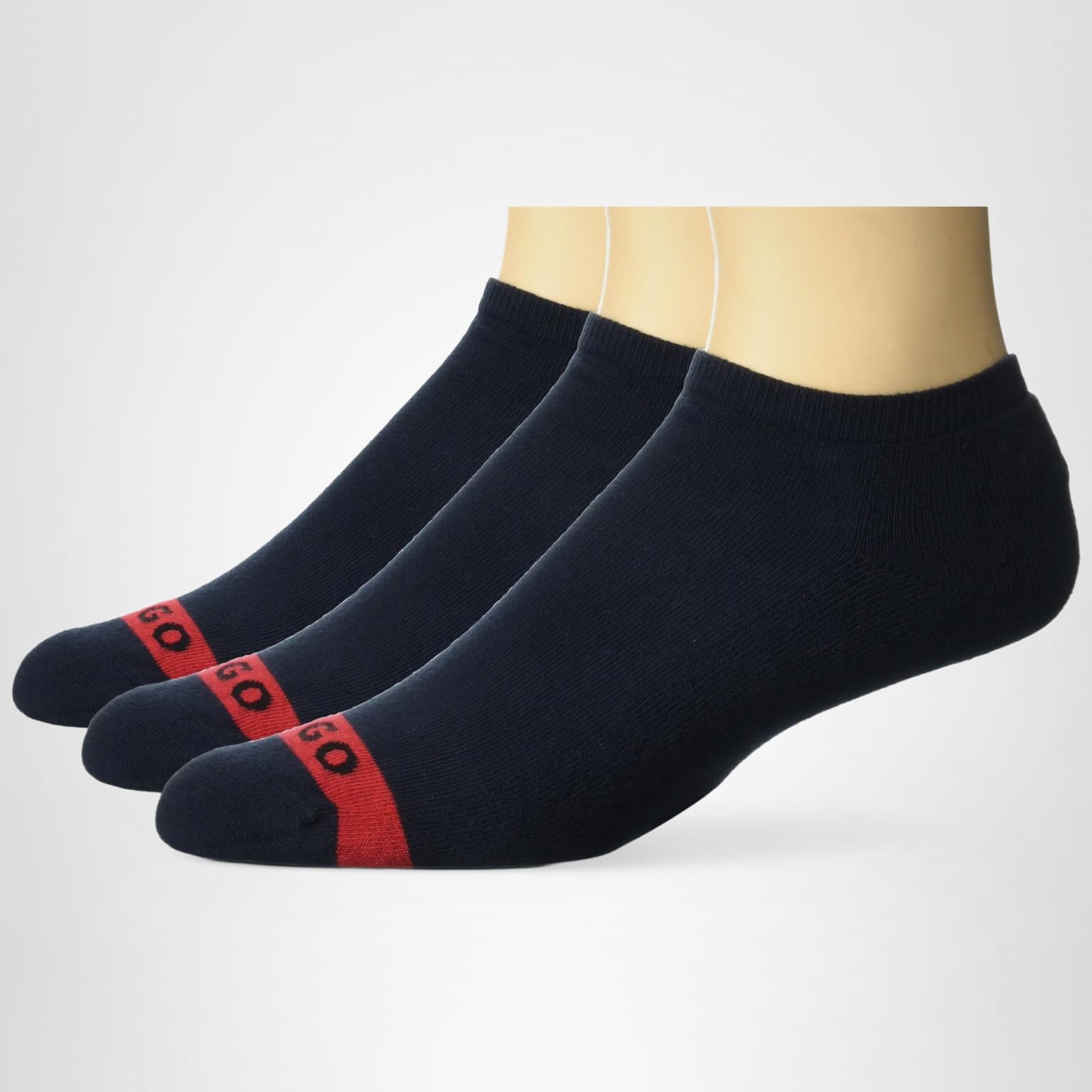 HUGO Men's 3-pack No Show Big Logo Socks - Image 2