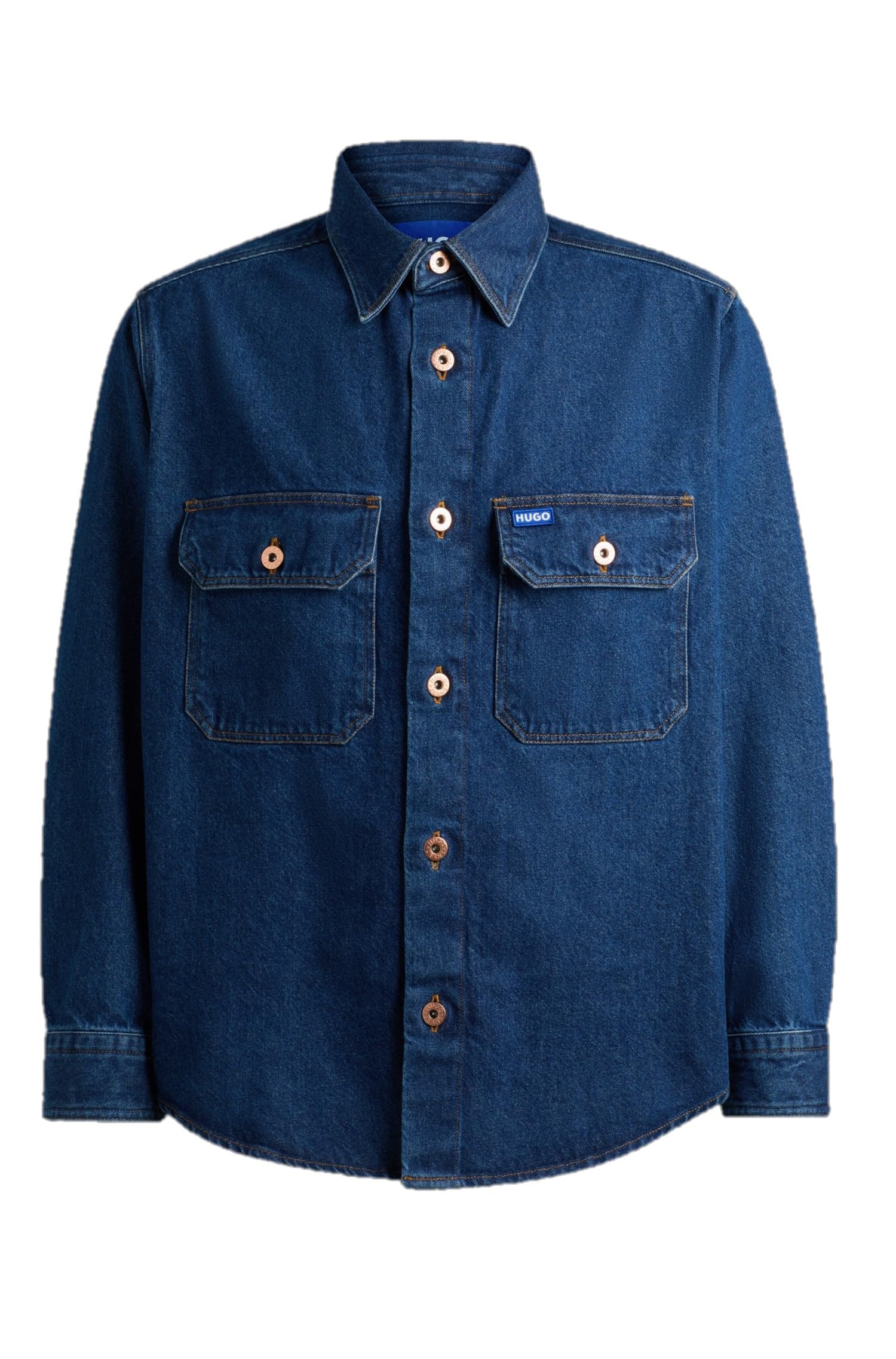 HUGO Men's Big Front Pocket Denim Button Down Shirt - Image 3