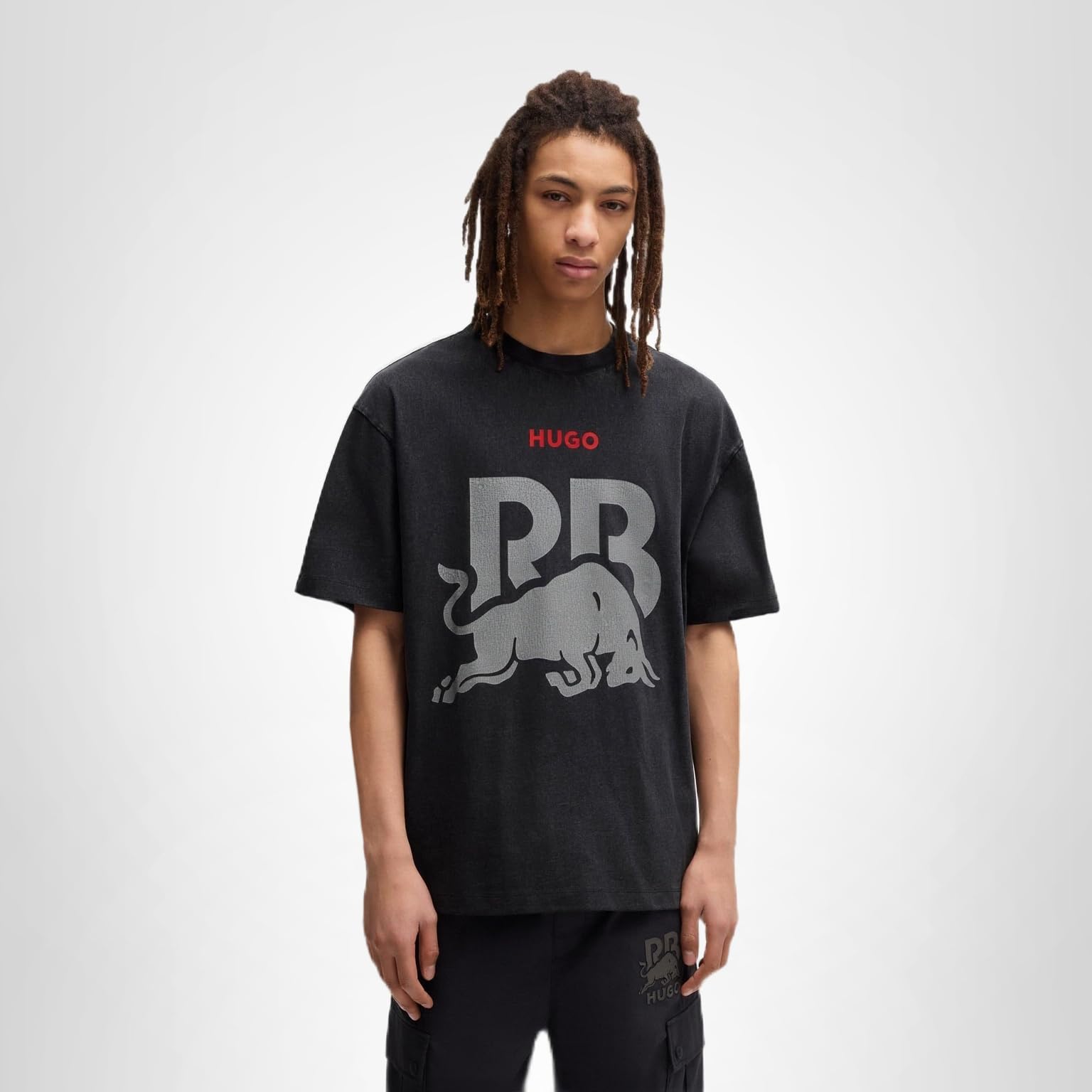 Hugo Men's F1 2025 Racing Bull Team Faded Effect Logo T-Shirt - Image 4