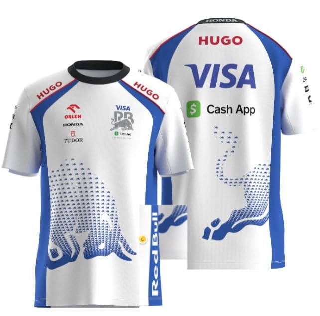 Hugo Men's F1 2025 Vcarb Racing Bull Team Driver T-Shirt - Image 4
