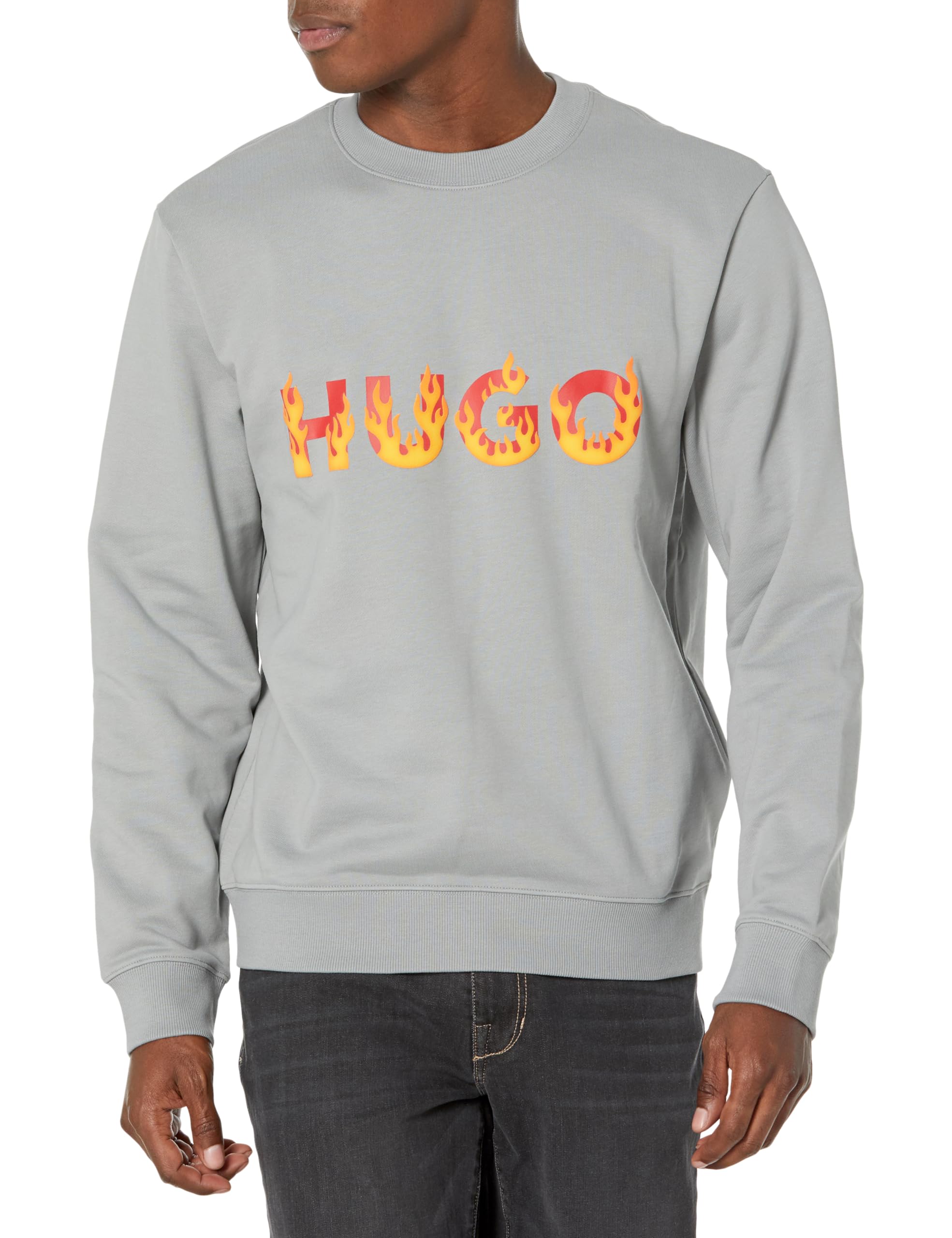 HUGO Men's Flames Logo Pullover Sweatshirt