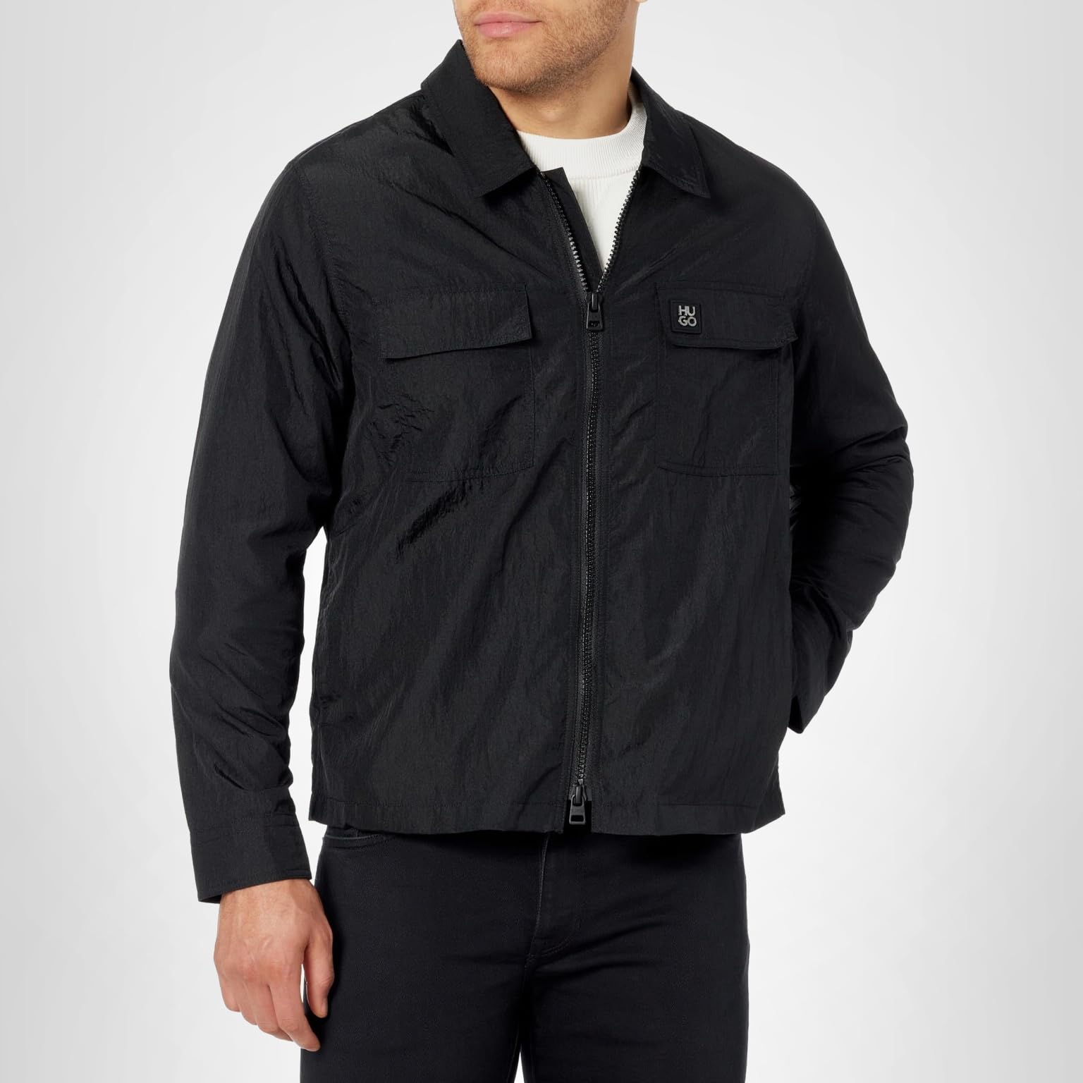 HUGO Men's Lightweight Zipper Closure Overshirt - Image 3