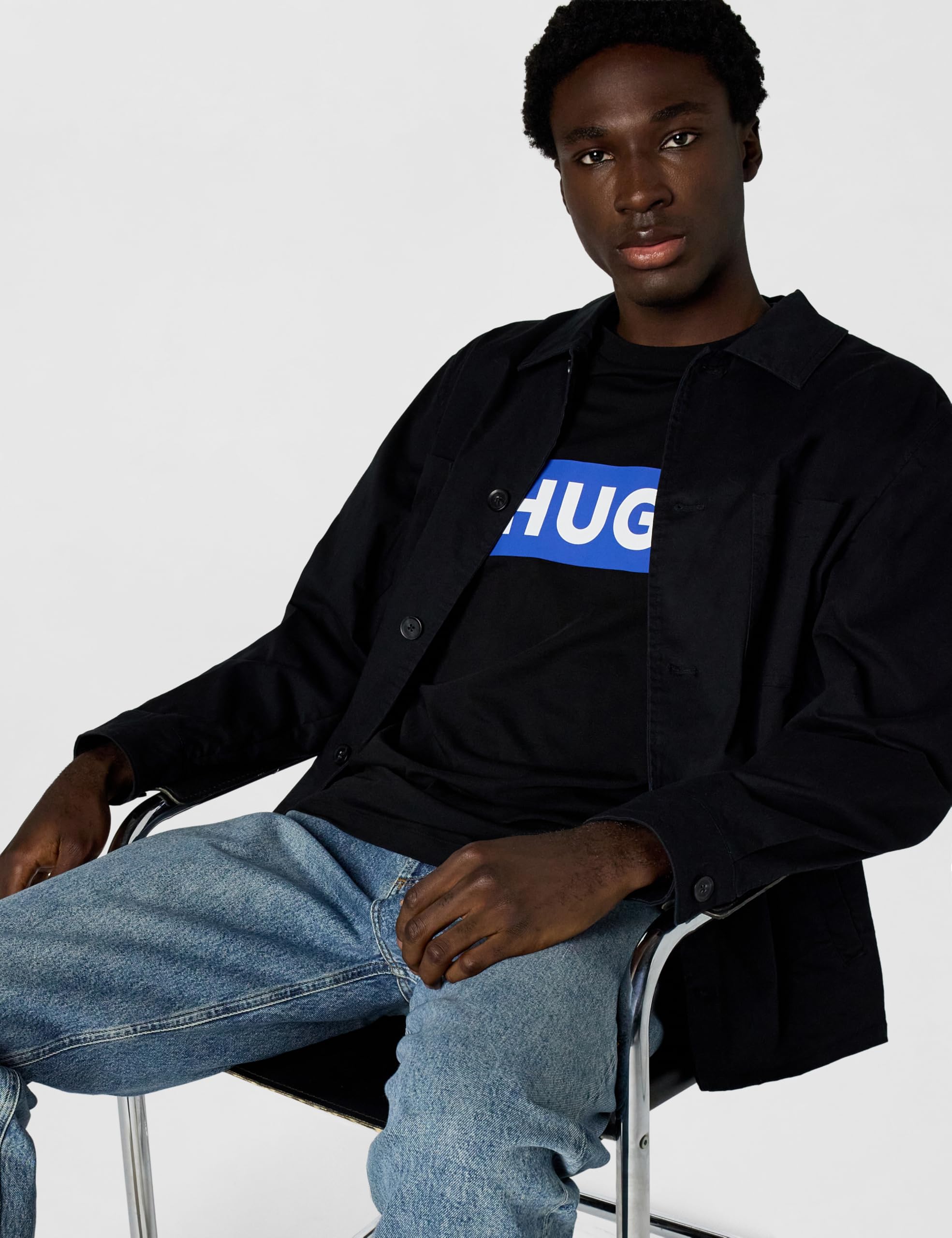 Hugo Men's Logo Stripe Cotton Crew Neck T-Shirt - Image 2