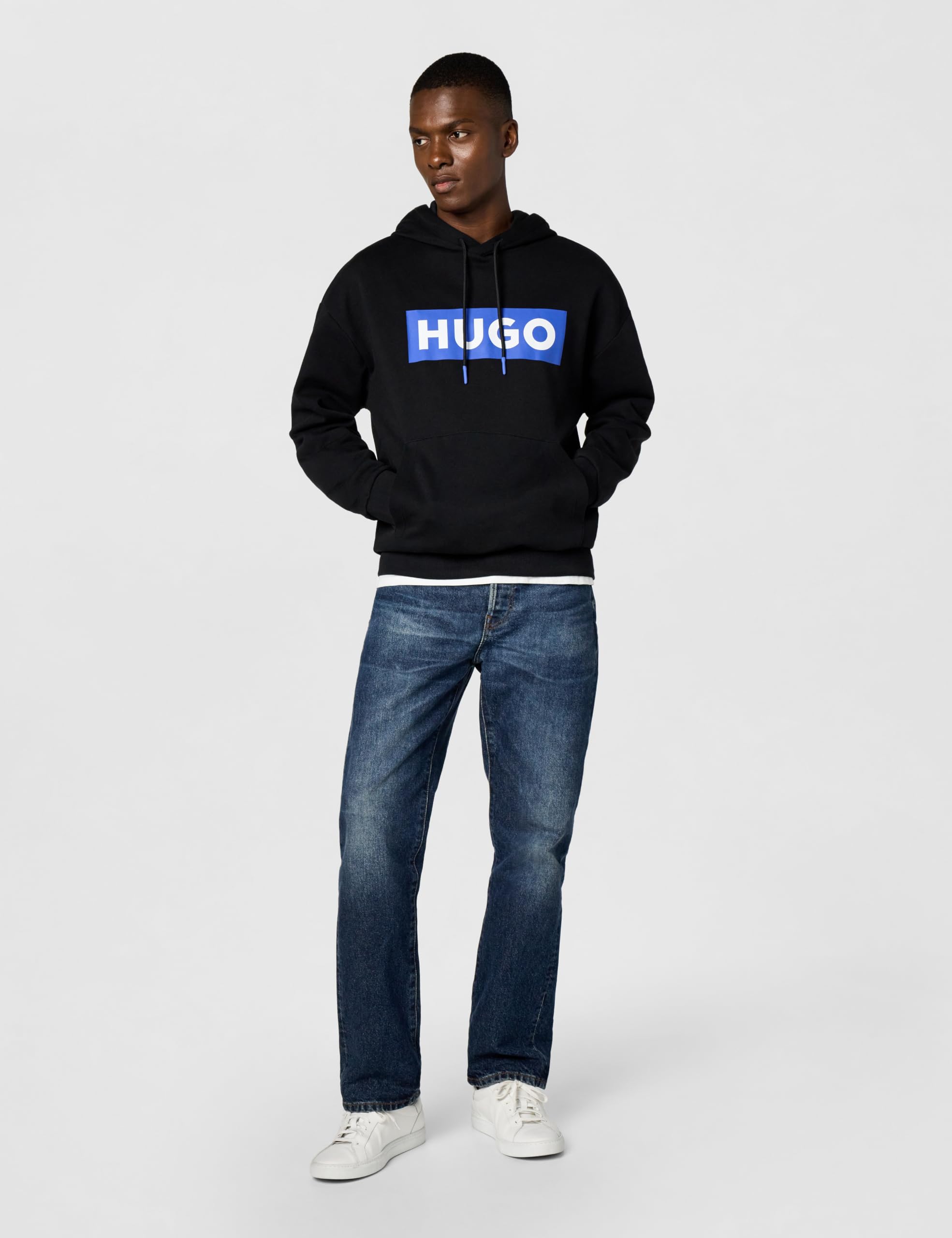 HUGO Men's Logo Stripe Cotton Hooded Sweatshirt - Image 6