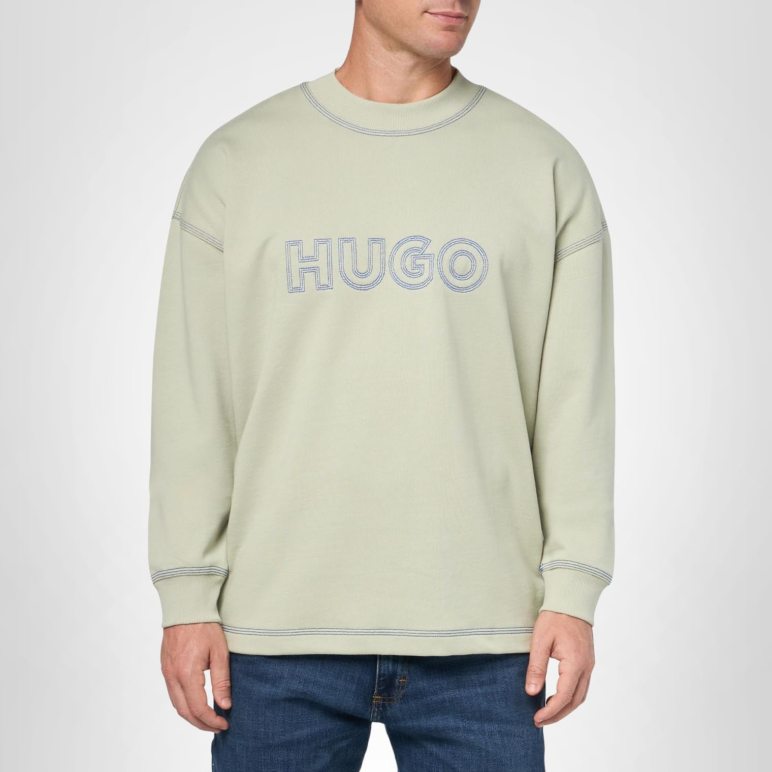 HUGO Men's Outline Logo Long Sleeve Tshirt - Image 4