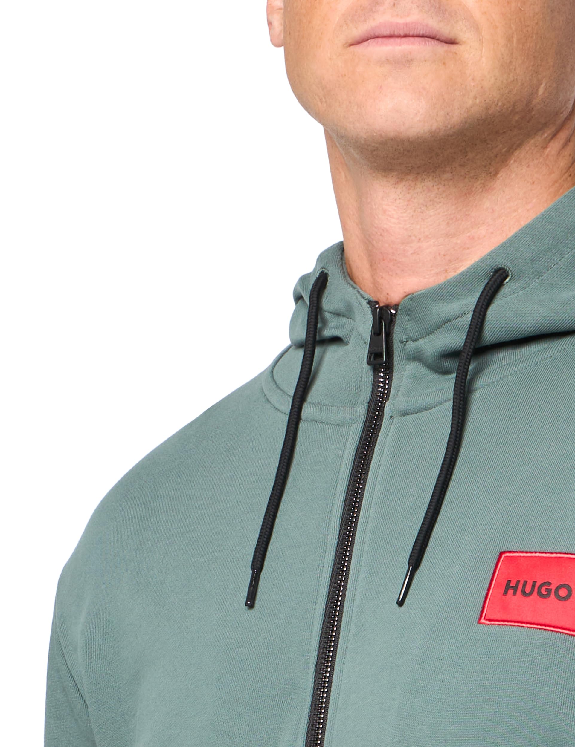 HUGO Men's Regular Fit Square Logo Jersey Hooded Zip Up Sweatshirt - Image 3