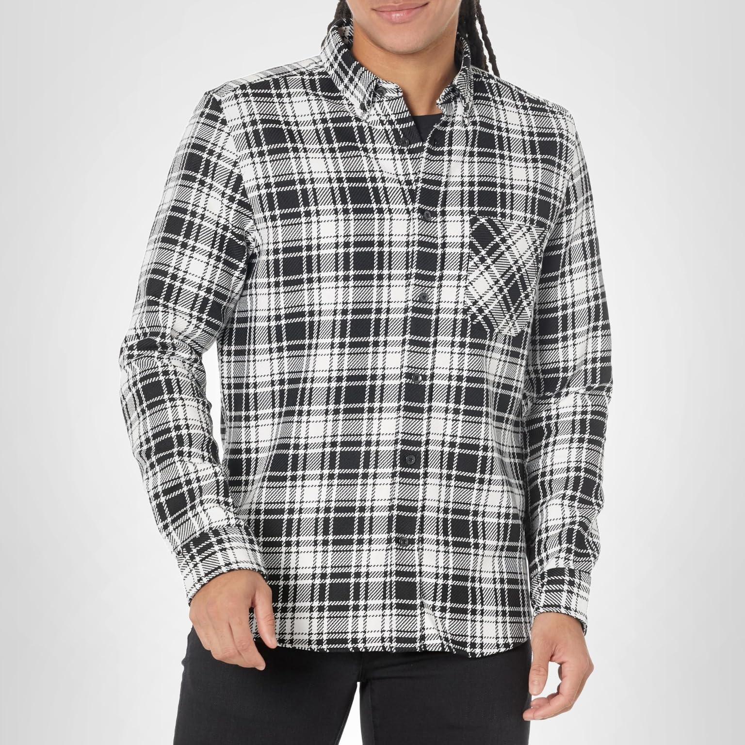 HUGO Men's Relaxed Fit Checked Flannel Button Down Shirt - Image 3
