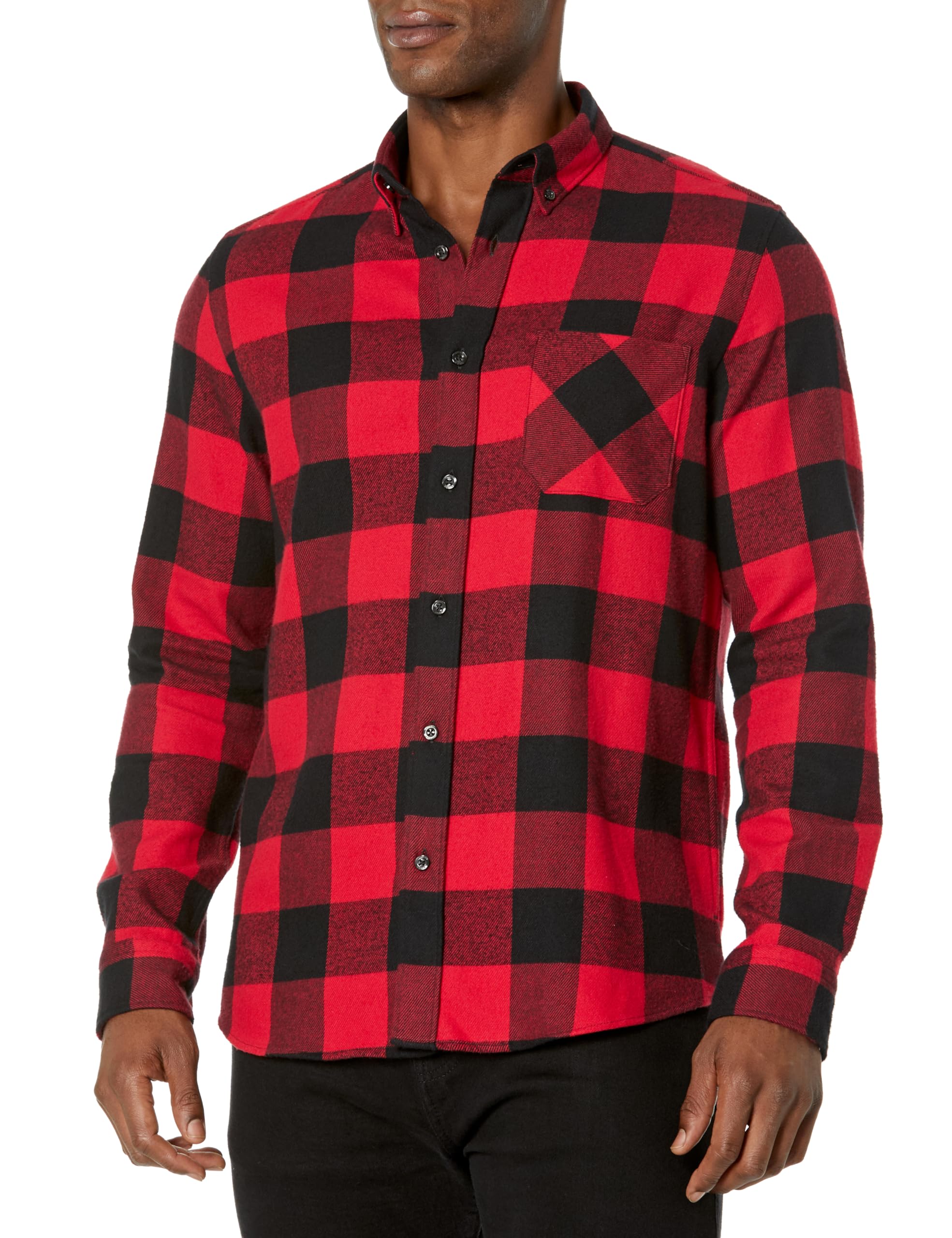 HUGO Men's Relaxed Fit Checked Pattern Flannel Button Down Shirt
