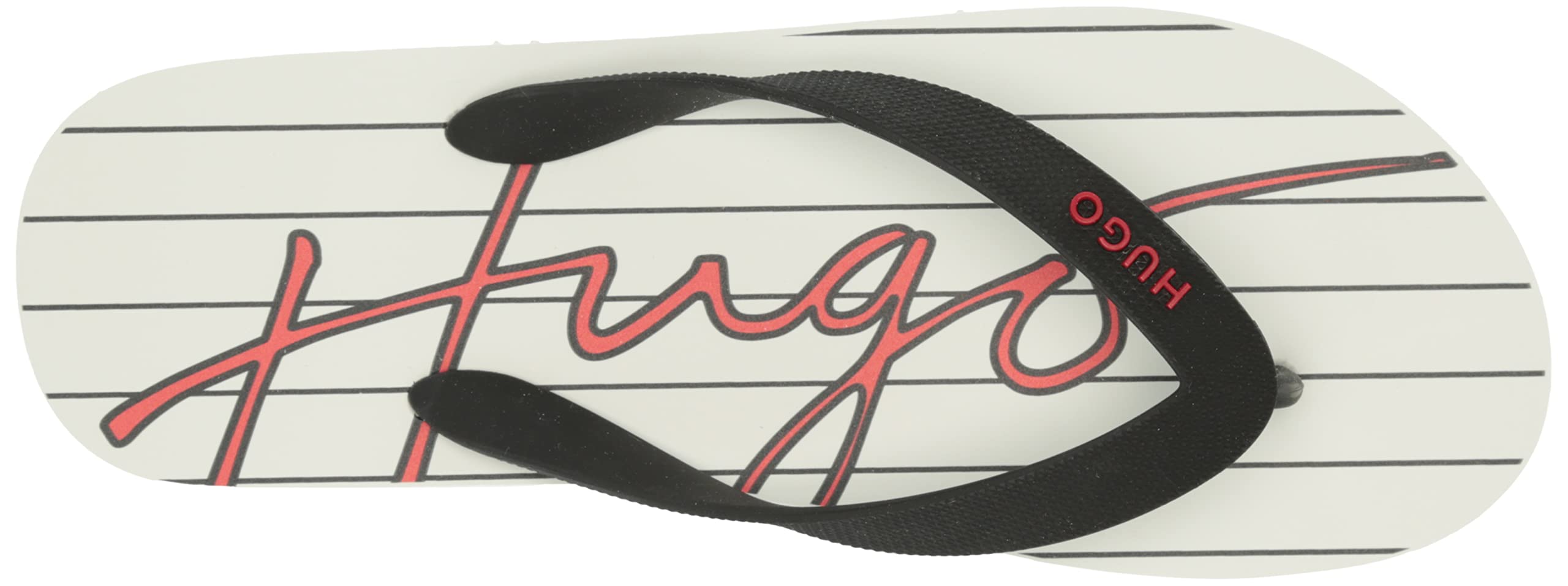 HUGO Men's Script Logo Stripe Print Flip Flops - Image 5