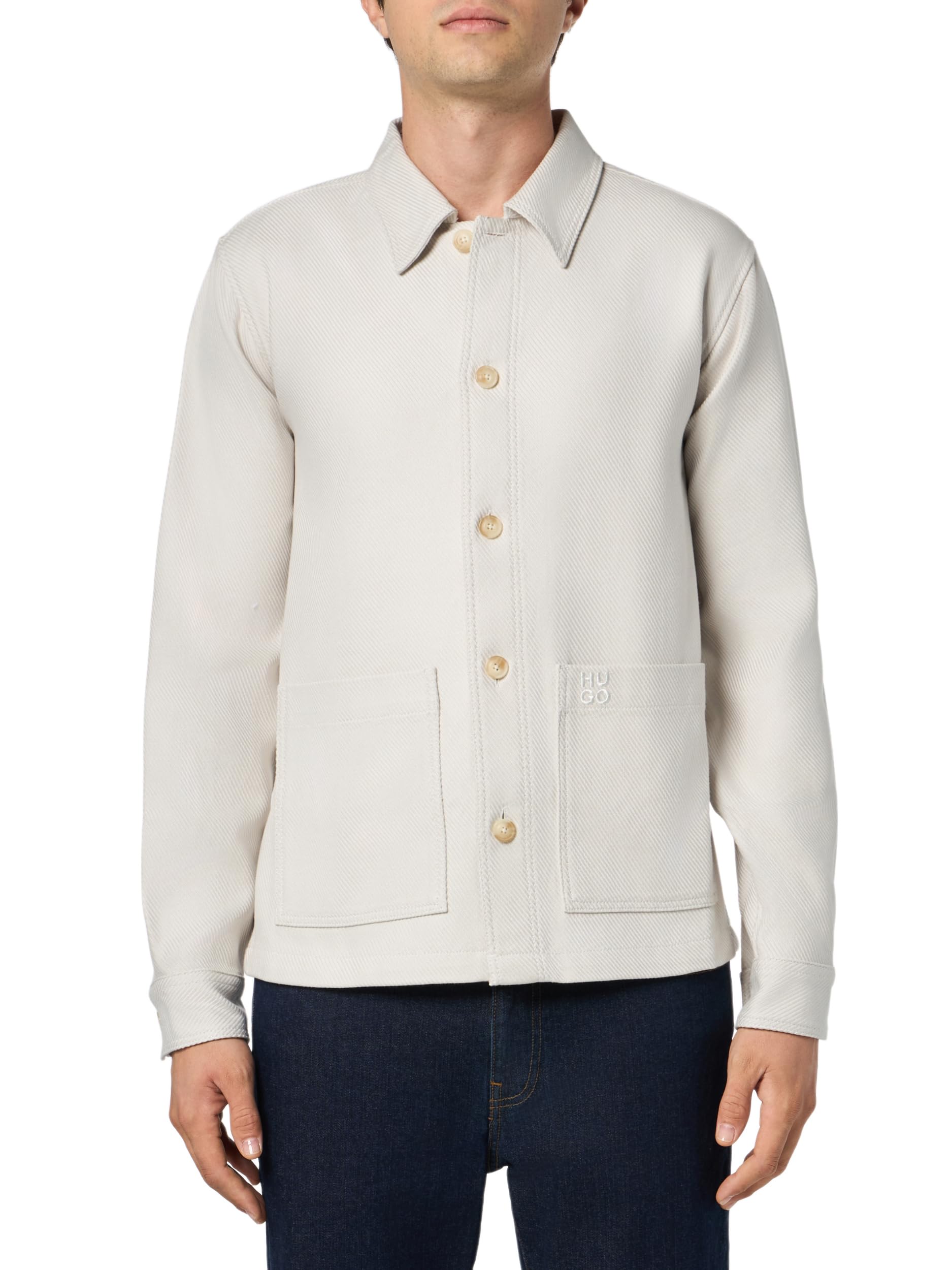 HUGO Men's Soft Twill Patch Pocket Overshirt