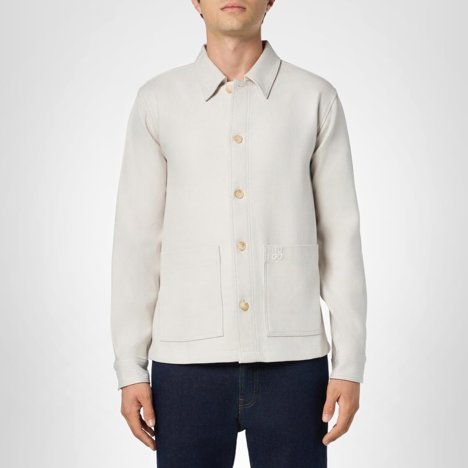 HUGO Men's Soft Twill Patch Pocket Overshirt - Image 4