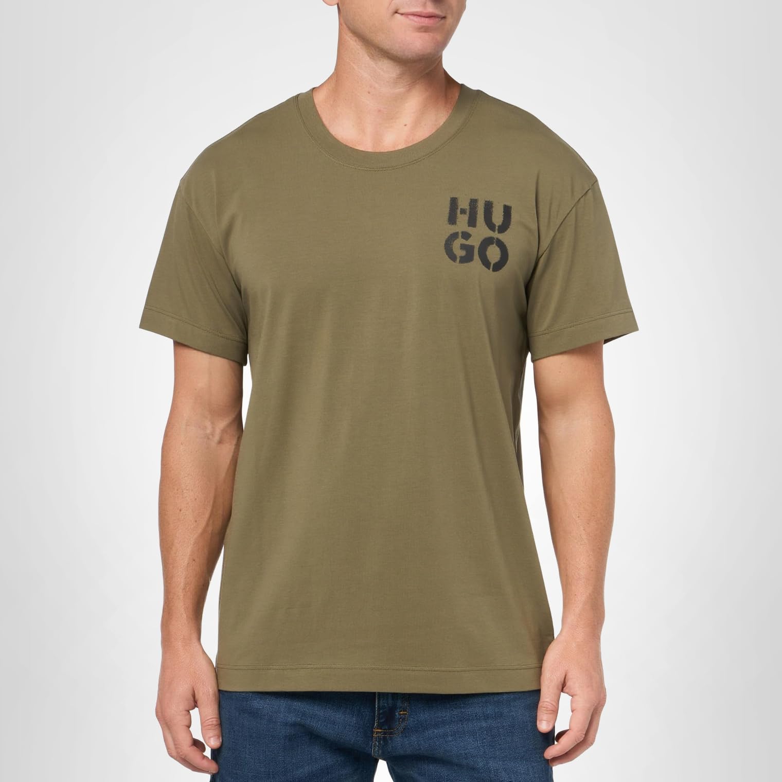 HUGO Men's Stacked Logo Cotton Stretch T-Shirt - Image 4