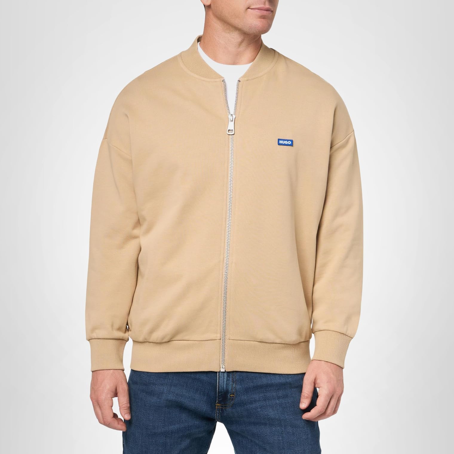HUGO Men's Twill French Terry Zip Up Bomber Sweatshirt - Image 4