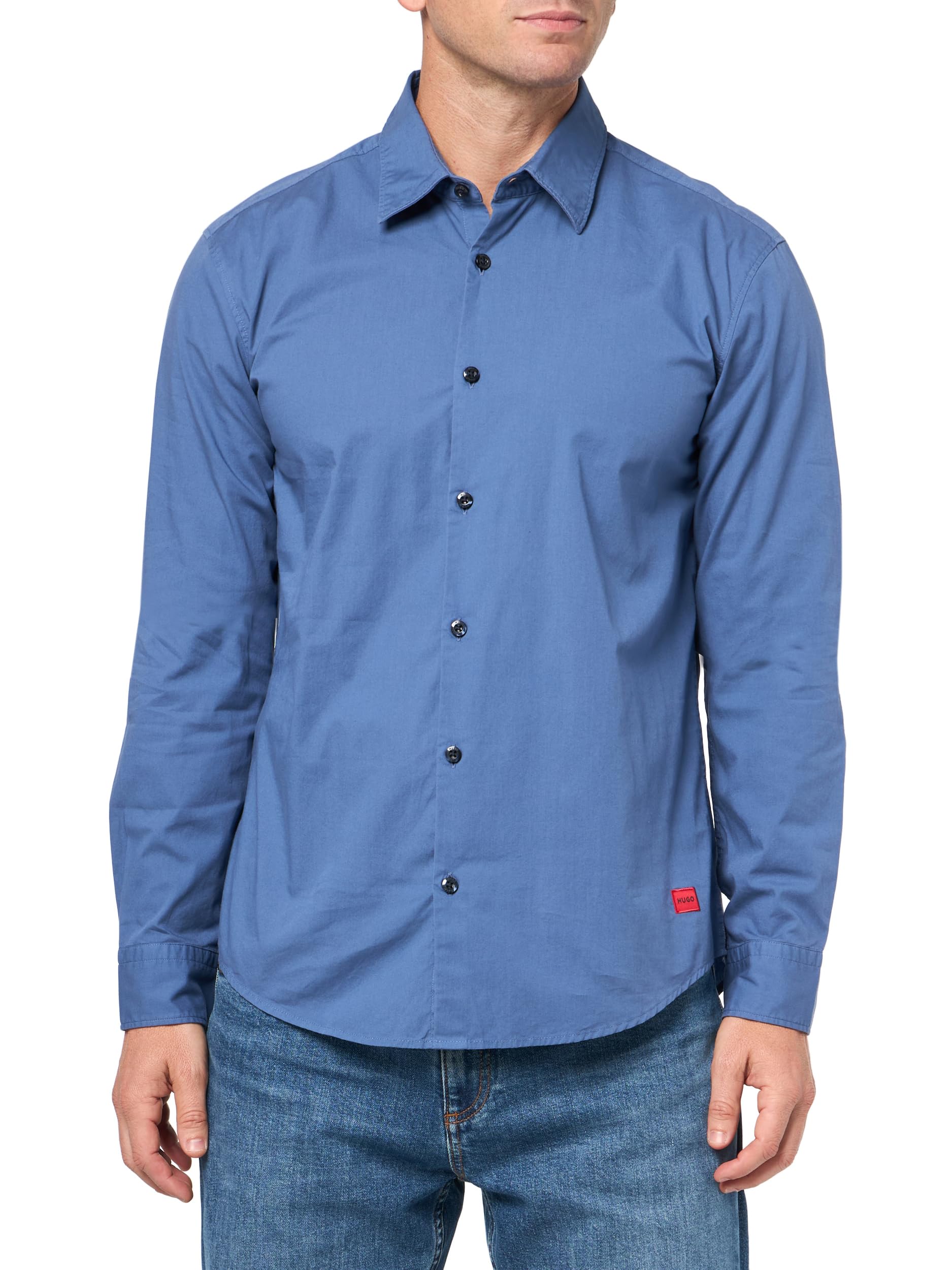 Hugo Men's Woven Logo Patch Button Down Shirt
