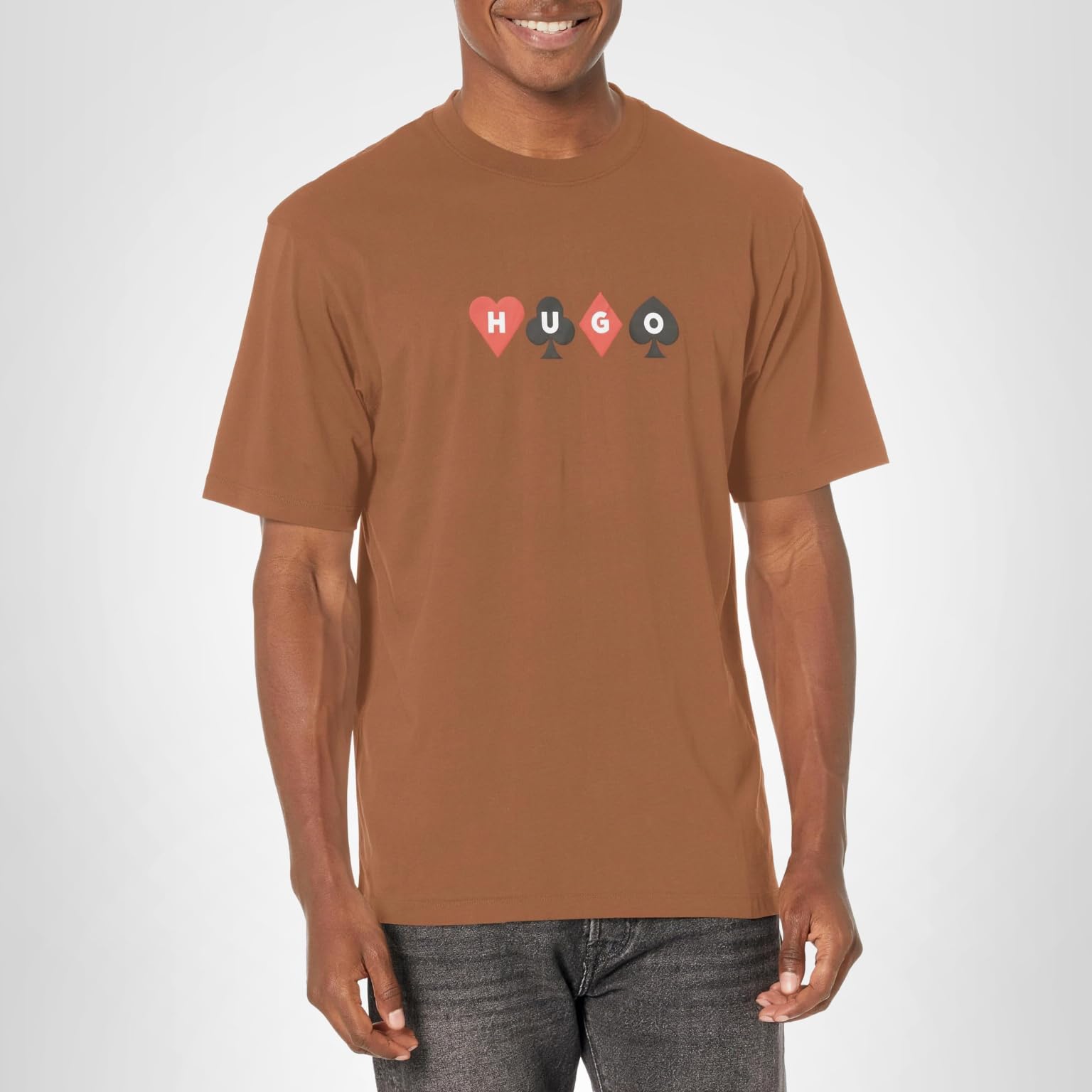 HUGO Mens Playing Card Logo Relaxed Fit Short Sleeve T-shirtT-Shirt - Image 4