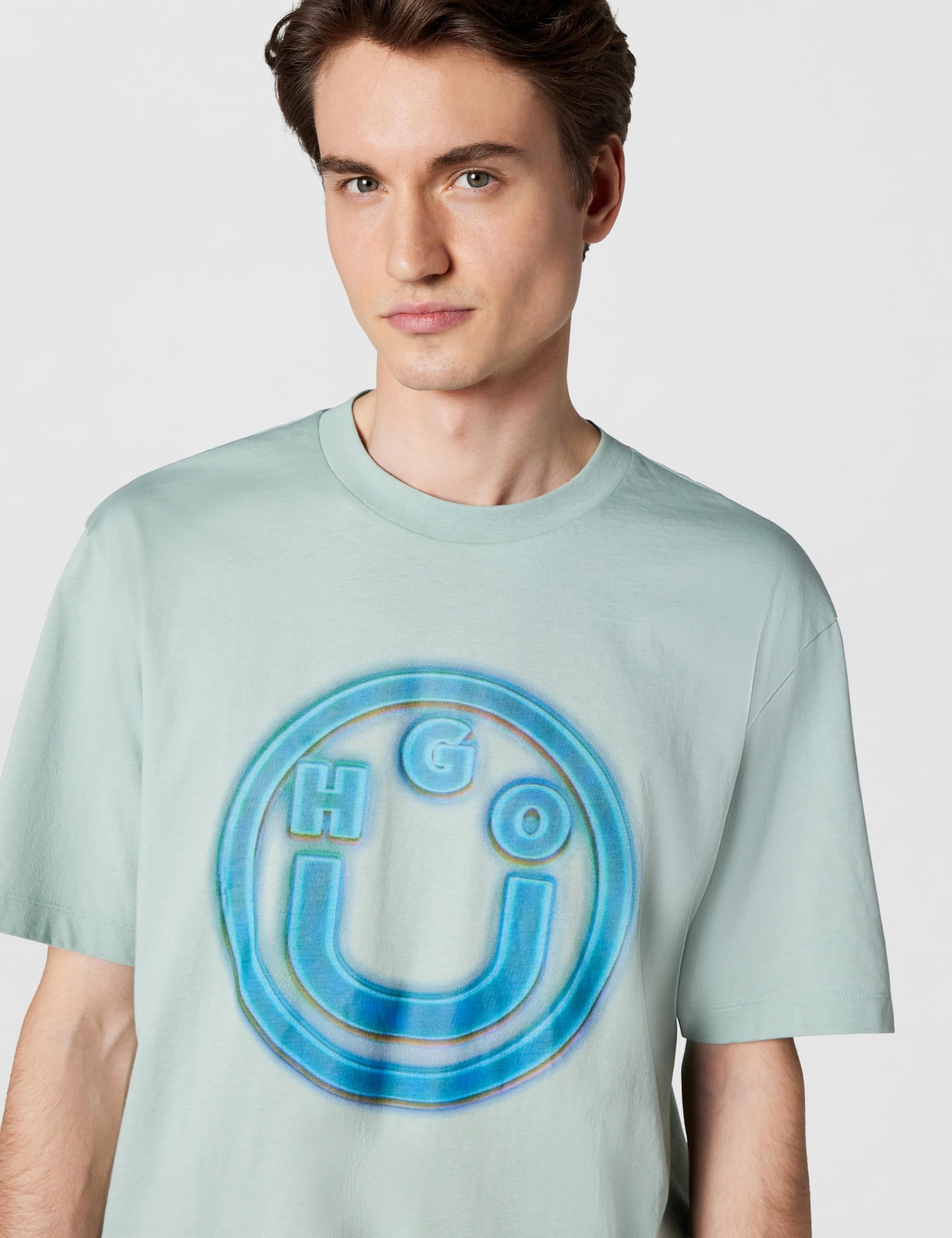 Hugo Mens Smile Face Cotton T-Shirt - Image 4