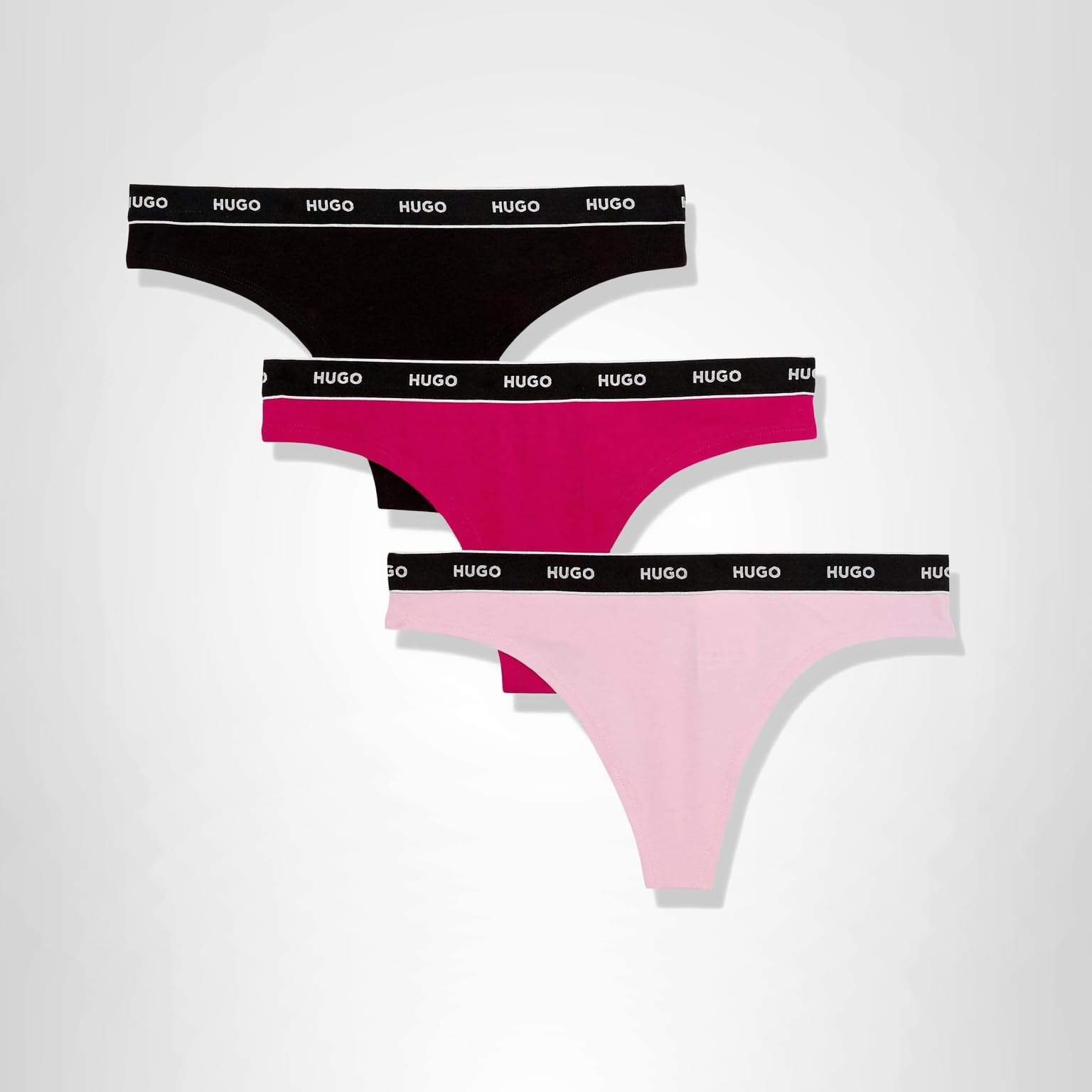 HUGO Women's 3-pack Repeat Logo Cotton Stretch Thongs - Image 3
