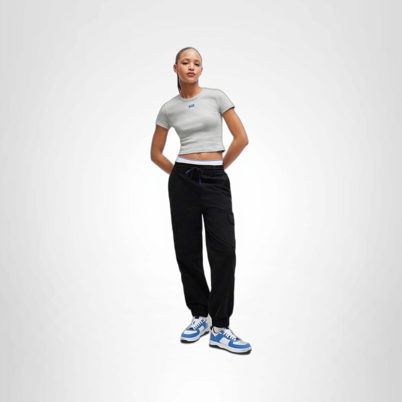 HUGO Women's Cotton Mix Cargo Pocket Drawstring Joggers - Image 4