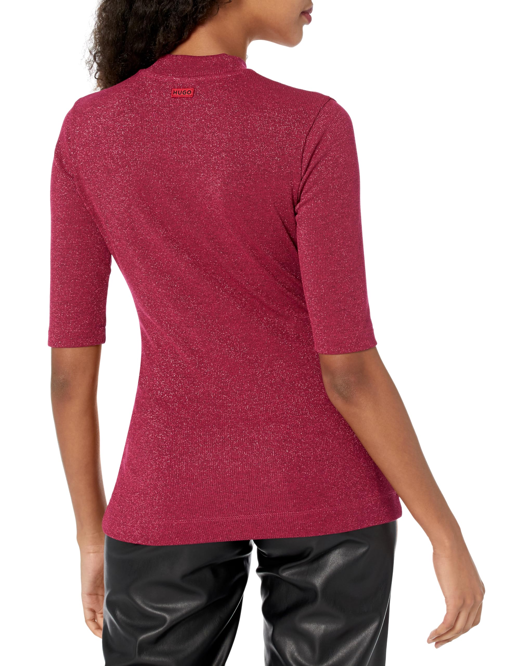 HUGO Women's Dasiri Half Sleeve Lurex Mock Neck Top - Image 2
