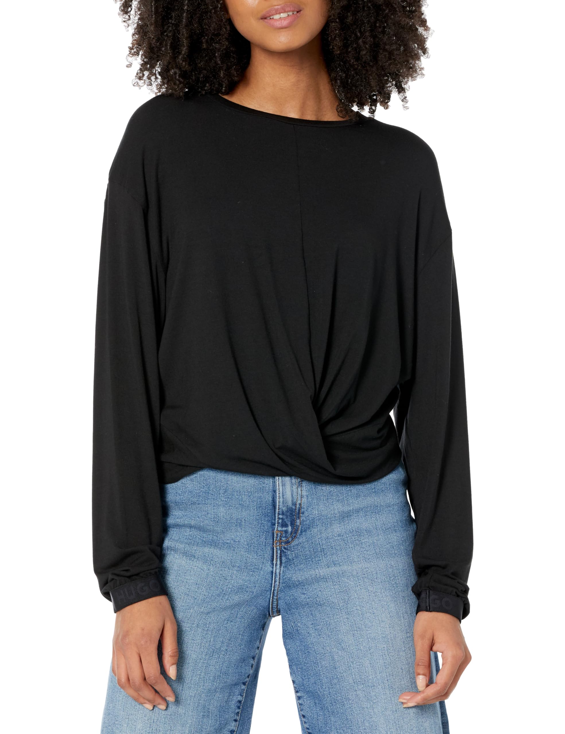HUGO Women's Lite Jersey Long Sleeve Cropped Shirt