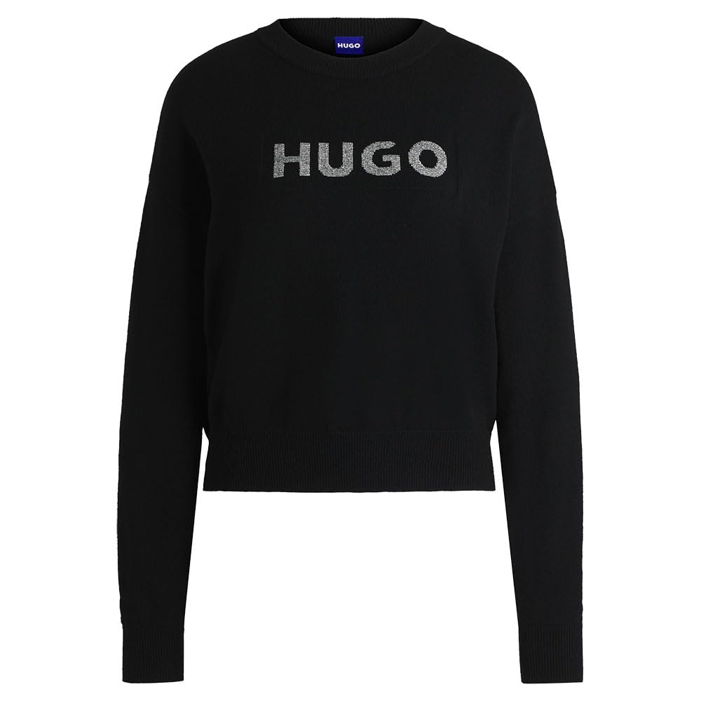 HUGO Women's Lurex Logo Crew Neck Sweater - Image 3