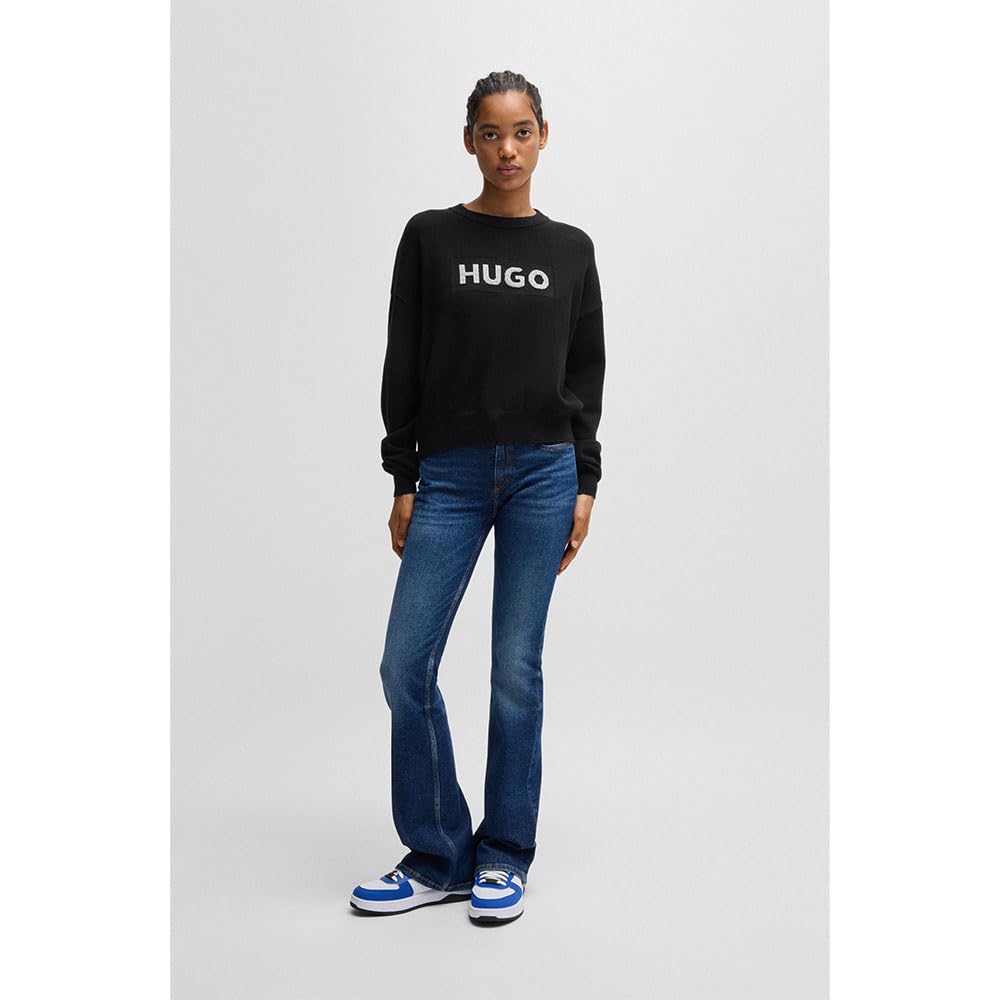 HUGO Women's Lurex Logo Crew Neck Sweater - Image 5
